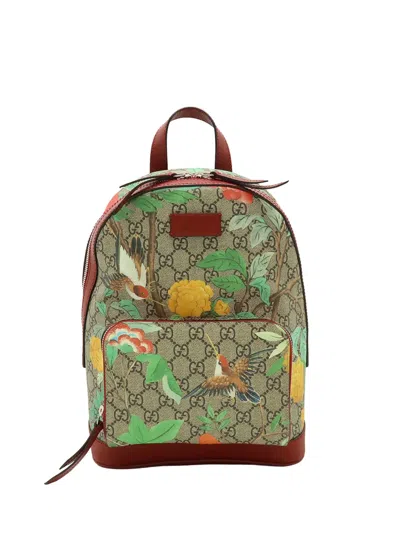 Pre-owned Gucci 2000-2015 Small Gg Supreme Web Tian Backpack In Neutrals