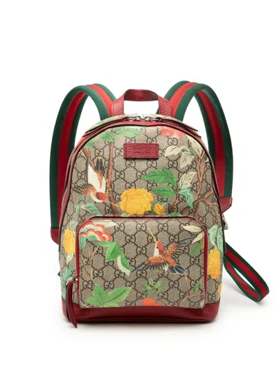 Pre-owned Gucci 2000-2015 Small Gg Supreme Web Tian Backpack In Red