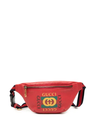Pre-owned Gucci 2000-2015 Small Leather Logo Belt Bag In Red