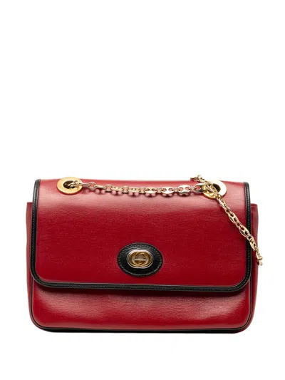 Pre-owned Gucci 2000-2015 Small Leather Marina Chain Shoulder Bag In Red