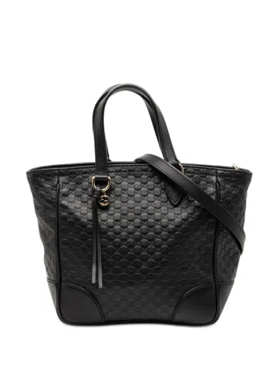 Pre-owned Gucci 2000-2015 Small Microssima Bree Satchel In Black
