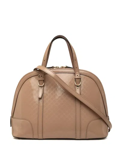 Pre-owned Gucci 2000-2015 Small Microssima Patent Nice Satchel In Neutrals