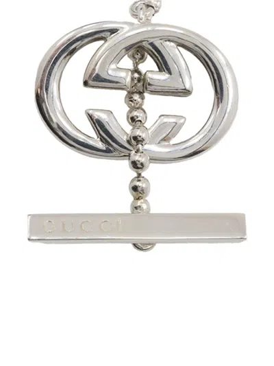 Pre-owned Gucci 2000-2015 Sterling Silver Enamel Interlocking G Ball Chain Bracelet