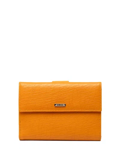 Pre-owned Gucci 2000-2015 Textured Calfskin Bifold Wallet Small Wallets In Orange