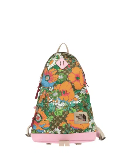 Pre-owned Gucci 2000-2015 The North Face Medium Econyl Floral Backpack In Brown