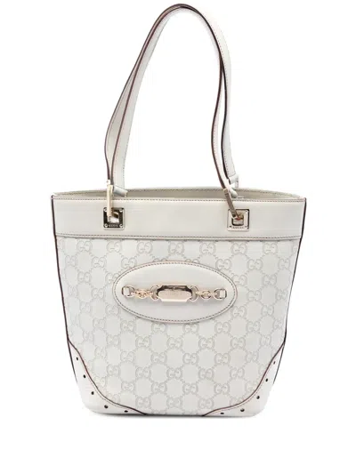 Pre-owned Gucci 2000-2016 Mini Ssima Punch Tote Bag In White