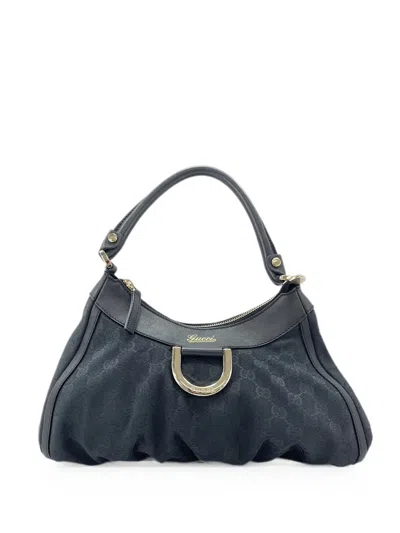 Pre-owned Gucci 2000s Abbey Gg Canvas Handbag In Black