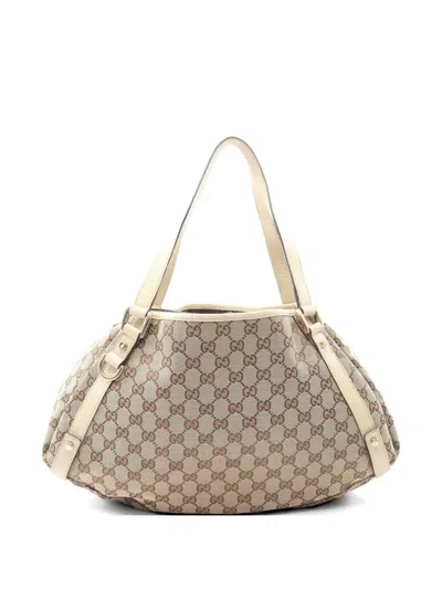 Pre-owned Gucci 2000s Abby Gg Canvas Tote Bag In Neutral