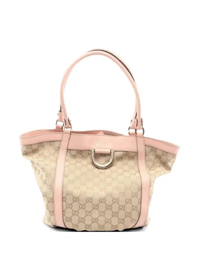 Pre-owned Gucci 2000s Abby Gg Canvas Tote Bag In Neutral