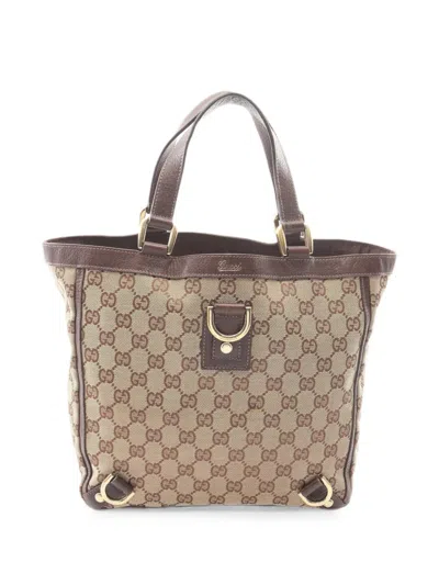 Pre-owned Gucci 2000s Abby Gg Canvas Tote Bag In Neutrals