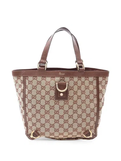 Pre-owned Gucci 2000s Abby Gg Canvas Tote Bag In Neutrals