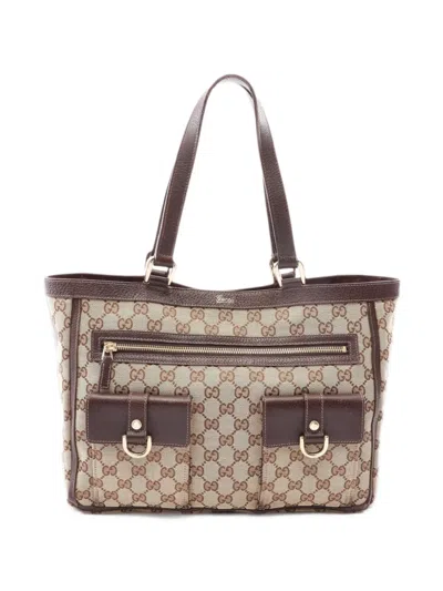 Gucci 2000s Abby Gg Canvas Tote Bag In Brown