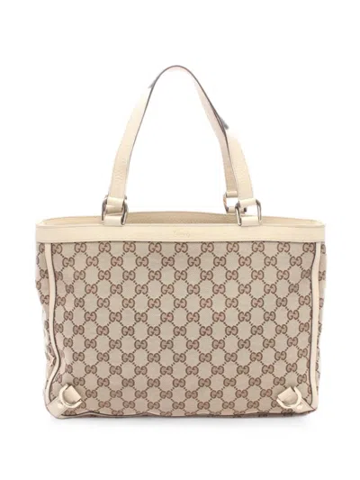 Gucci 2000s Abby-gg Canvas Tote Bag In Neutral