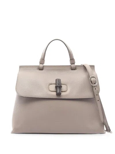 Pre-owned Gucci 2000s Bamboo Daily Tote Bag In Neutrals