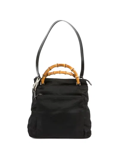 Pre-owned Gucci 2000s Bamboo-handle Shoulder Bag In Black