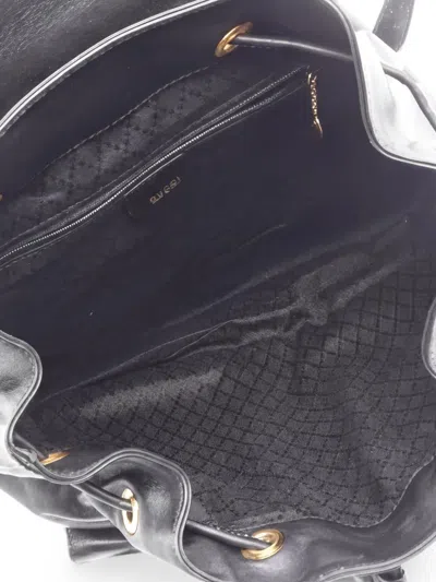 Pre-owned Gucci 2000s Bamboo Leather Backpack In Black