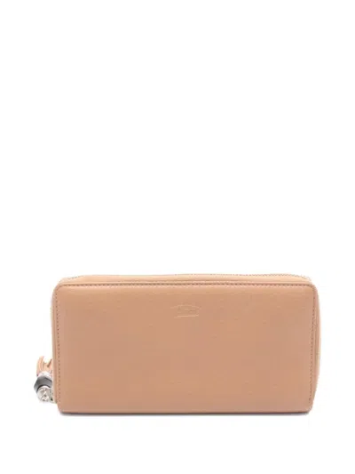 Pre-owned Gucci 2000s Bamboo Zipper Wallet In Neutral