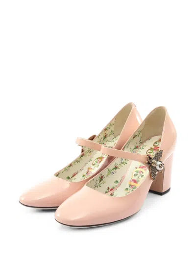 Pre-owned Gucci 2000s Bee Mary Jane Pumps In Pink