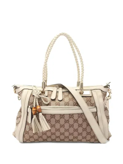 Pre-owned Gucci 2000s Bella Gg-canvas Tote Bag In Neutral
