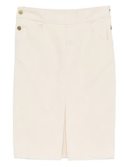 Pre-owned Gucci 2000s Button-detail Skirt In Neutral