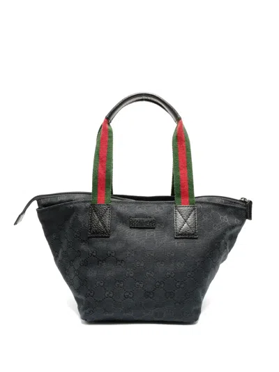 Pre-owned Gucci 2000s Canvas Tote Bag In Black