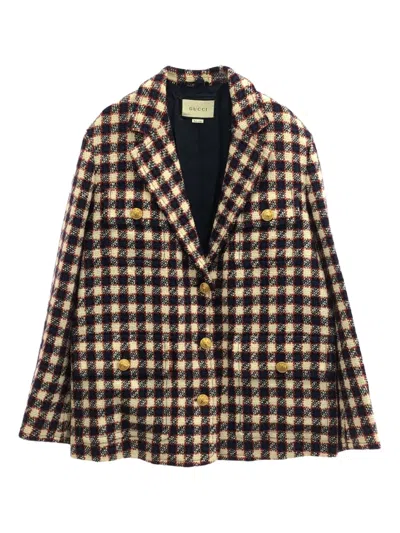 Pre-owned Gucci 2000s Checked Wool Jacket In Neutral