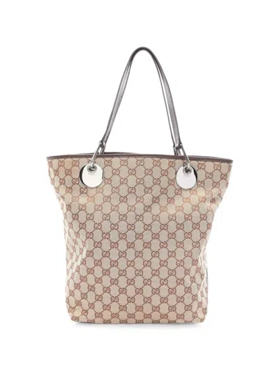 Pre-owned Gucci 2000s Eclipse Gg Canvas Tote Bag In Neutrals