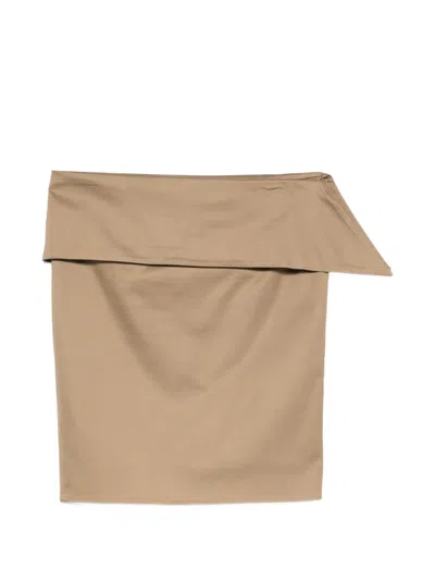 Pre-owned Gucci 2000s Fold-over Mini Skirt In Neutral