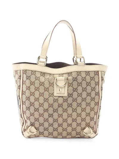 Pre-owned Gucci 2000s Gg Abbey Tote Bag In Neutrals