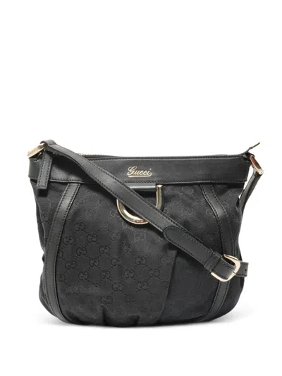 Pre-owned Gucci 2000s Gg Canvas Abbey Shoulder Bag In Black