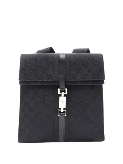 Pre-owned Gucci 2000s Gg Canvas Backpack In Black