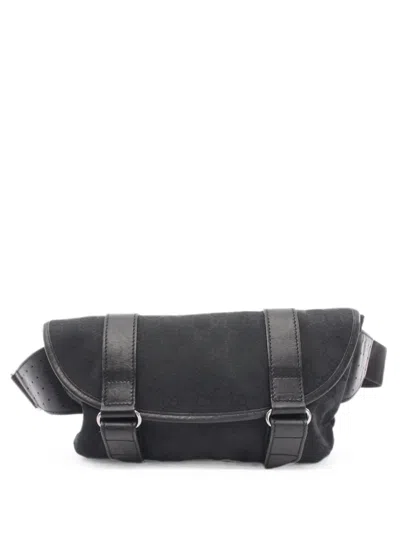 Pre-owned Gucci 2000s Gg Canvas Belt Bag In Black