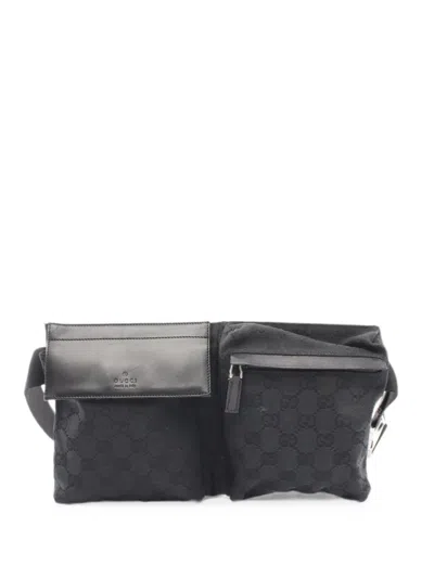 Pre-owned Gucci 2000s Gg Canvas Belt Bag In Black