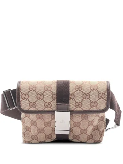 Pre-owned Gucci 2000s Gg Canvas Belt Bag In Neutral