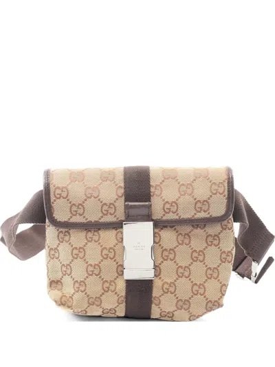 Pre-owned Gucci 2000s Gg Canvas Belt Bag In Neutral