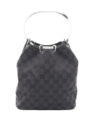 Pre-owned Gucci 2000s Gg Canvas Handbag In Black