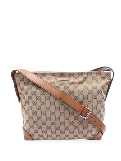 Pre-owned Gucci 2000s Gg Canvas Sherry Line Shoulder Bag In Neutrals