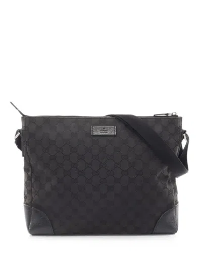 Pre-owned Gucci 2000s Gg Canvas Shoulder Bag In Black