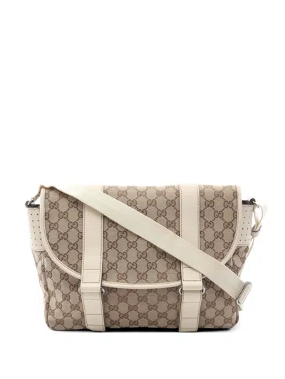 Pre-owned Gucci 2000s Gg Canvas Shoulder Bag In Neutral