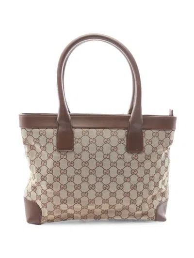 Pre-owned Gucci 2000s Gg Canvas Tote Bag In Brown