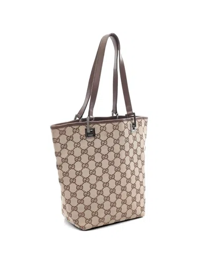 Pre-owned Gucci 2000s Gg Canvas Tote Bag In Neutral
