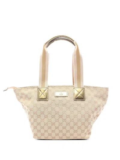 Pre-owned Gucci 2000s Gg Canvas Tote Bag In Neutral