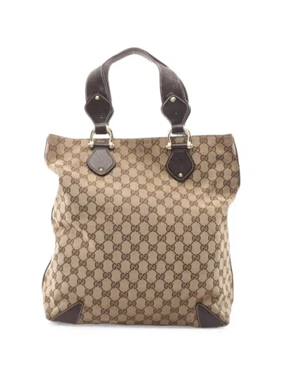 Pre-owned Gucci 2000s Gg Canvas Tote Bag In Neutral