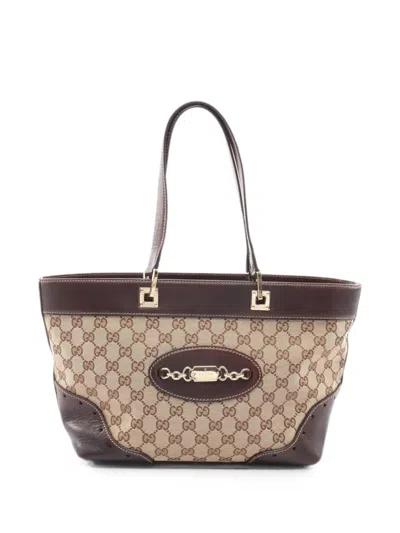 Pre-owned Gucci 2000s Gg Canvas Tote Bag In Neutral