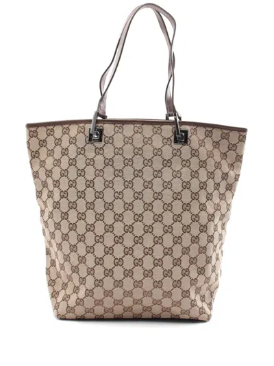 Pre-owned Gucci 2000s Gg Canvas Tote Bag In Neutrals
