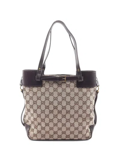 Pre-owned Gucci 2000s Gg Canvas Tote Bag In Neutrals