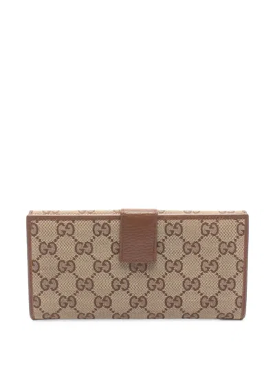 Pre-owned Gucci 2000s Gg Canvas Wallet In Neutrals