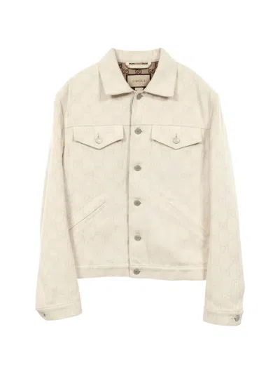 Pre-owned Gucci 2000s Gg Cotton Jacquard Jacket In Neutral