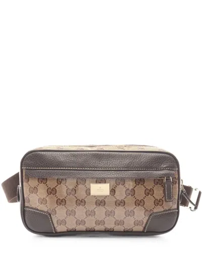Pre-owned Gucci 2000s Gg Crystal Belt Bag In Brown