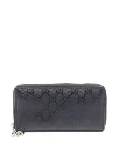 Pre-owned Gucci 2000s Gg Imprime Long Wallet In Black